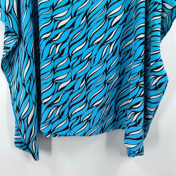 Diane von Furstenberg DVF New Hanky Silk Blue Patterned Top Oversized Womens S - Picture 5 of 12